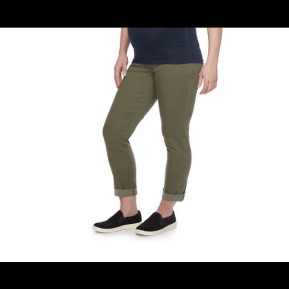 A:glow Maternity full panel skinny twill Capris - Picture 2 of 5